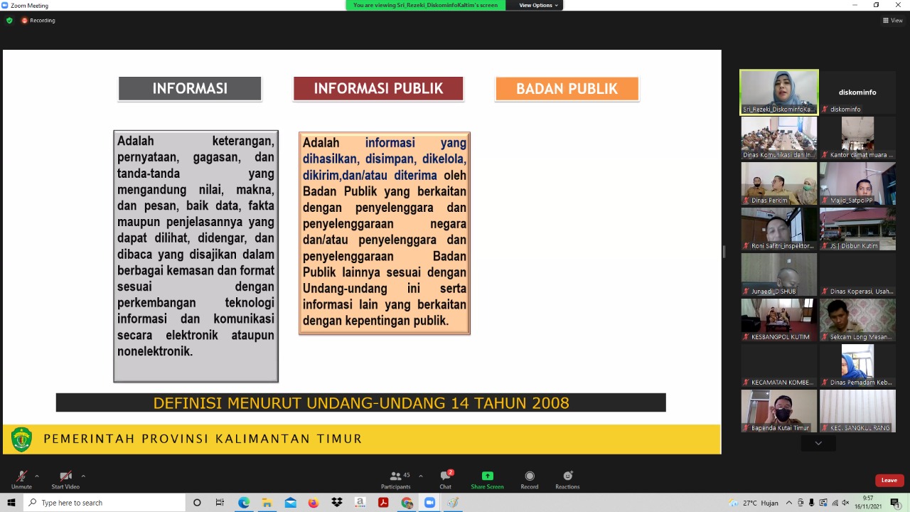 Kiky Sampaikan Teknis Klasifikasi dan Uji Konsekuensi Informasi pada Badan Publik Kutim